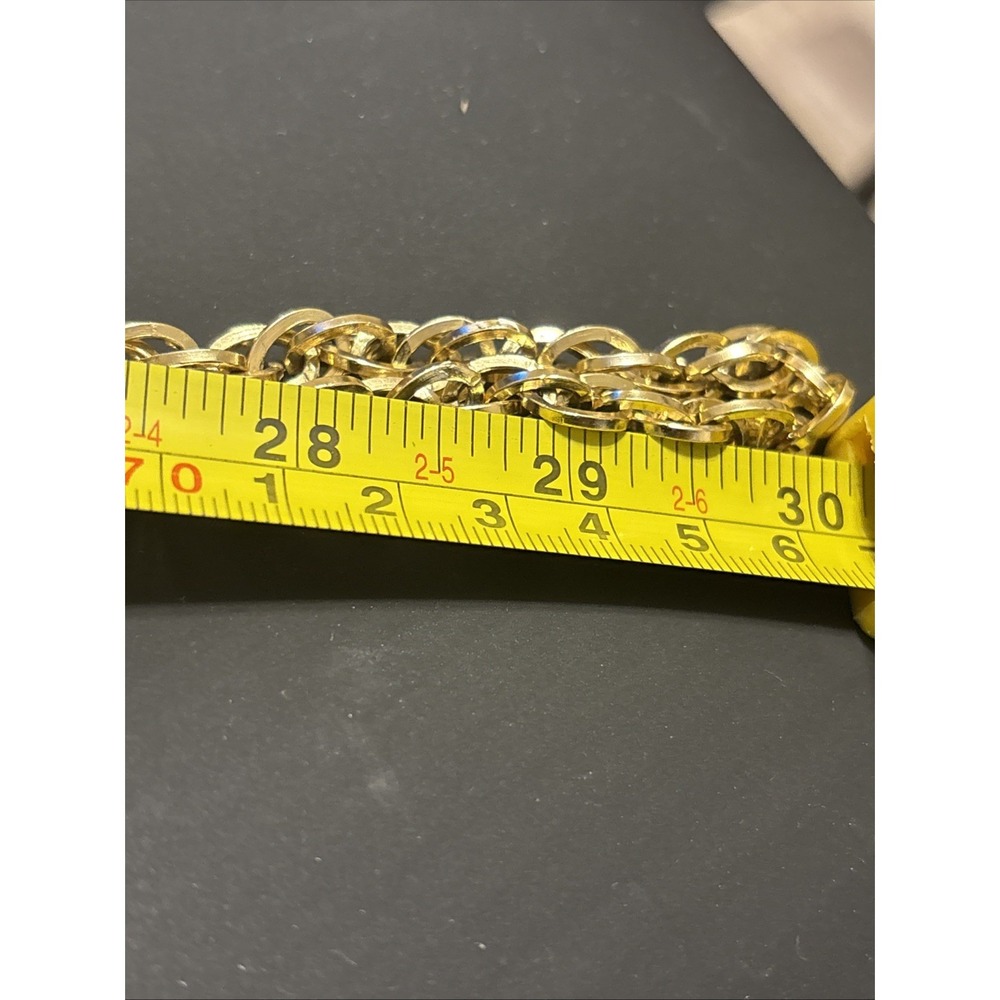 Gold Tone Double Link Chain Necklace 30" Diamond Cut Rolo Cable Fashion Jewelry - Picture 4 of 4